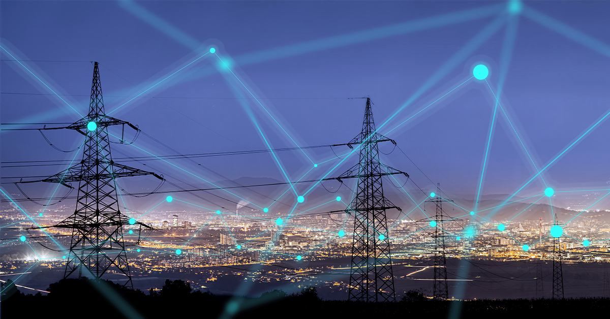 Strommasten und Smart Grid